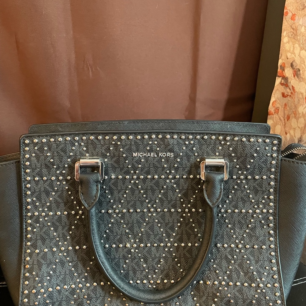 Michael Kors Dark Black Studded Satchel